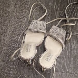 Cape Robbin Cream and Tan Snakeskin Heels